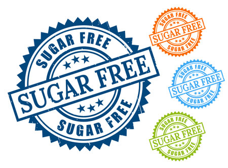 A Sugar Free Approved Stamp Bundle, Grunge Style No Sugar Food Labelsのイラスト素材
