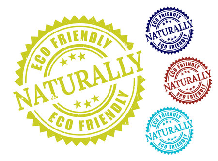 A Naturally Eco-Friendly Label Pack, Grunge Style Clean Living Vector Stampsのイラスト素材