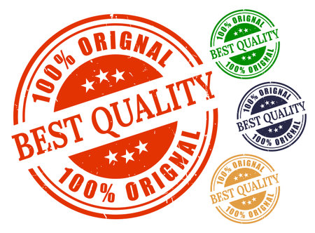 A 100% Original Best Quality Stamp Vector Set, Grunge Style Genuine Product Label Packのイラスト素材