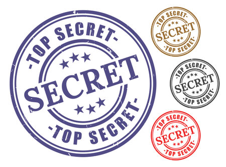 A Top Secret Badge Collection, Grunge Rubber Restricted Access Stamp Setのイラスト素材