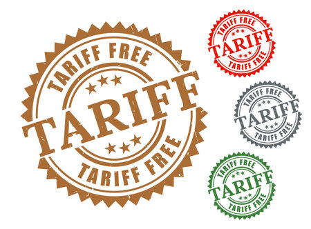 A Tariff Free Product Stamp Set, Grunge Style International Shipping Label Vectorsのイラスト素材