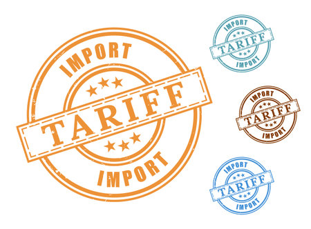A Import Tariff Certified Stamp Collection, Grunge Rubber Customs Declaration Seal Setのイラスト素材
