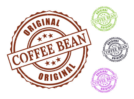 A Original Coffee Bean Label Pack, Grunge Rubber Stamp Design for Coffee Brandingのイラスト素材