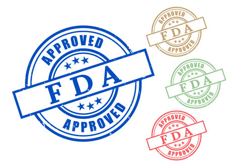 A FDA Approved Grunge and Outline Rubber Stamp Vector Set in Multiple Colorsのイラスト素材