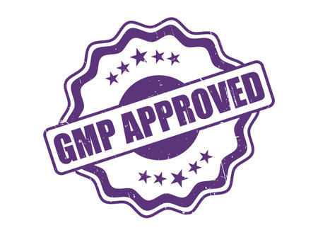 A Decorative Border GMP Approved Purple Rubber Stamp for Standards and Approvalのイラスト素材