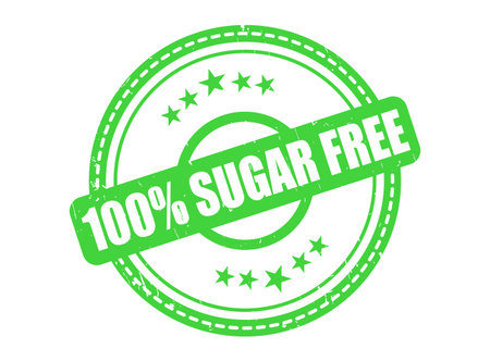 A 100% SUGAR FREE Rubber Stamp Seal with a Star Borderのイラスト素材