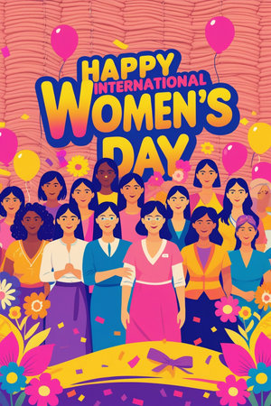 Happy Women's Day. Greeting card. Vector illustration.の素材