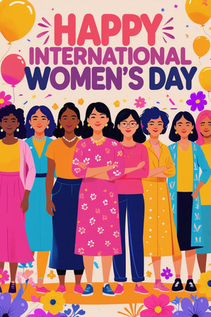 International Women's Day. Women's Day greeting card. Vector illustration.の素材
