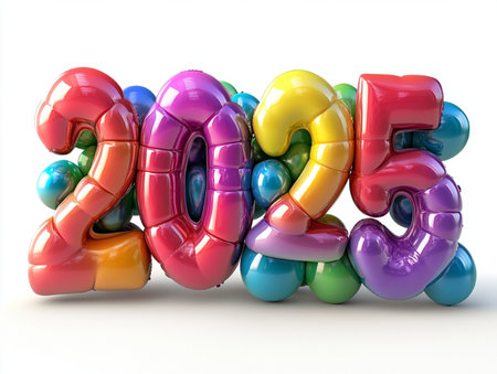 Happy new year 2015. 3d render illustration isolated on white backgroundの素材