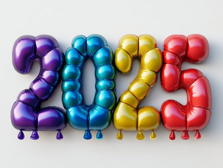 Happy New Year 2015 - 3D Rendered Image. Colorful balloonsの素材