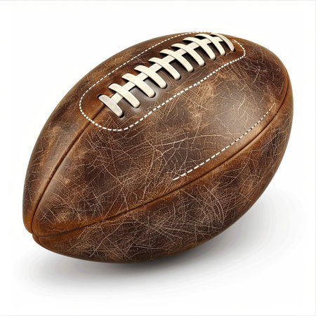 Rugby ball isolated on white background. 3D illustration.の素材