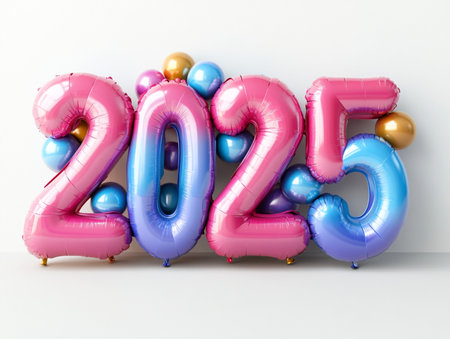 New year 2015 inflatable balloons on white background. 3D renderingの素材