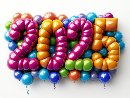 Colorful balloons forming the word SALE in white background. 3D illustration.の素材