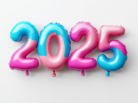 Happy New Year 2015 concept with balloons on white background 3D renderingの素材