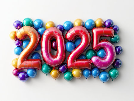 Happy New Year 2015 - 3D Rendering of Colorful balloonsの素材
