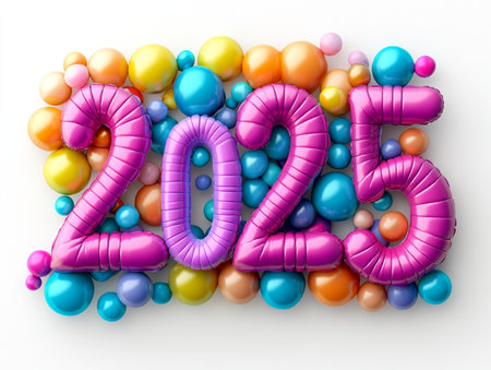 New Year 2016 from balloons on white background. 3D illustration.の素材