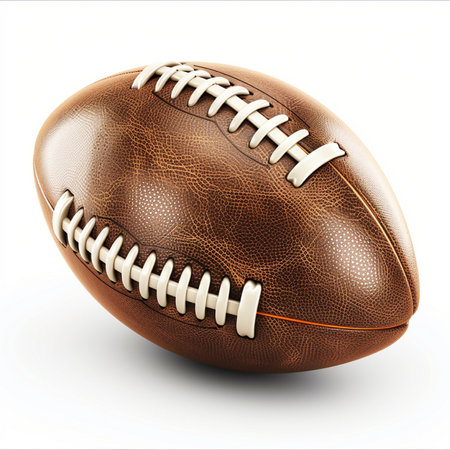 American football ball isolated on white background. 3D illustration. Vintage style.の素材