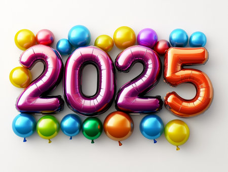 Happy New Year 2015 celebration background. 3D rendering. Colorful balloons.の素材