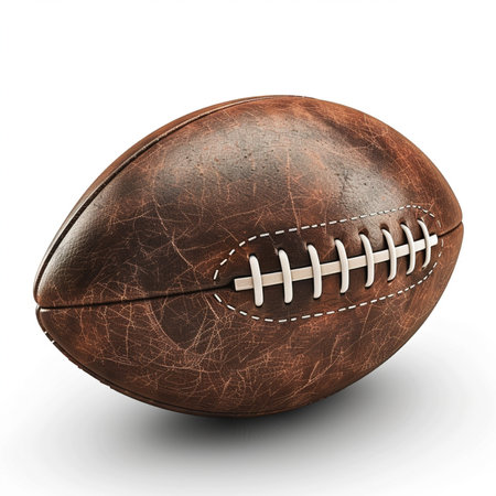 American football ball isolated on white background. 3D illustration. Clipping path included.の素材