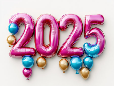 Happy New Year 2015. Colorful balloons background. 3D Renderingの素材
