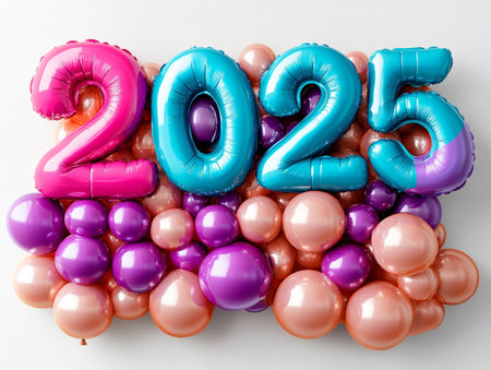 Happy new year 2015 - 3D Rendering of balloons and numbersの素材
