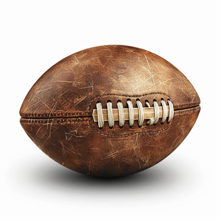 American football ball isolated on white background. 3D illustration. Vintage style.の素材