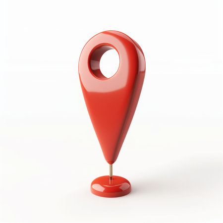 Red map pointer isolated on a white background. 3d render.の素材