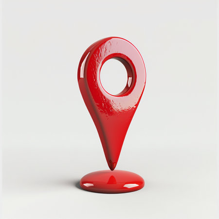 Red map pointer isolated on white background. 3D rendered Illustration.の素材