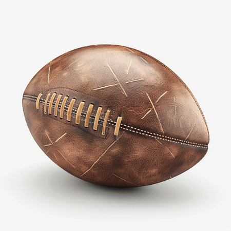 3d rendering of an old leather football isolated on white background.の素材