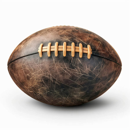 Rugby ball isolated on white background. 3D illustration.の素材