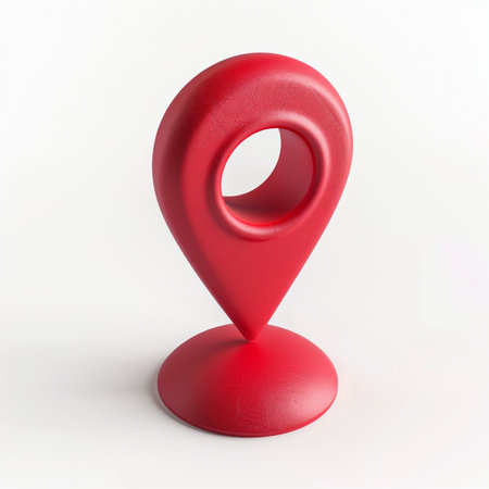 Red map pointer isolated on white background. 3d render illustration.の素材