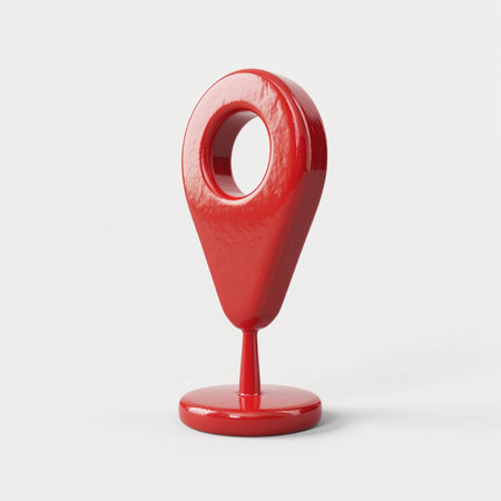 Red map pointer on a white background. 3d rendering image.の素材