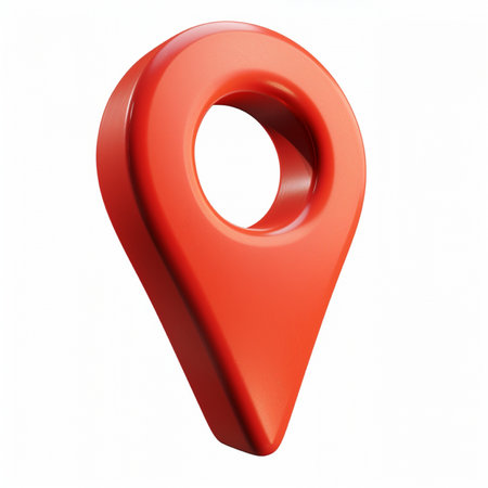 Red map pointer isolated on a white background. 3d render.の素材