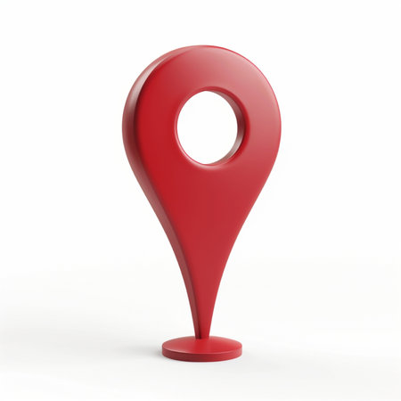 Red map pointer isolated on white background. 3d render image.の素材