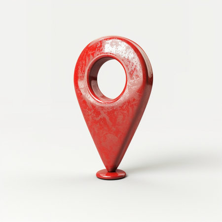 Red map pointer isolated on a white background. 3d rendering.の素材
