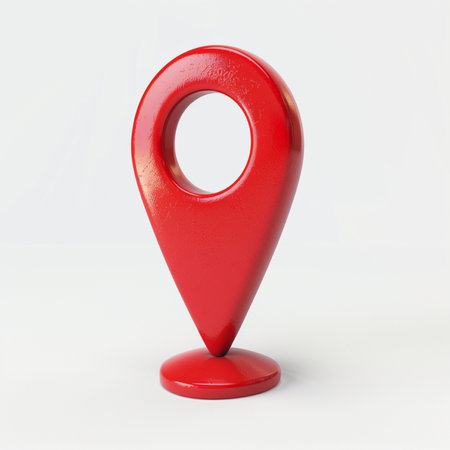 Red map pointer isolated on a white background. 3d rendering.の素材