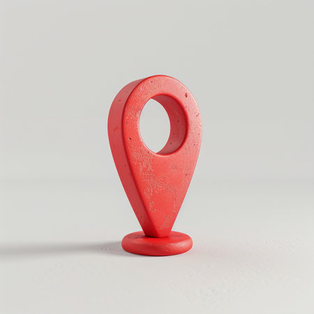 Red Map Marker on White Background. 3d Render Illustrationの素材