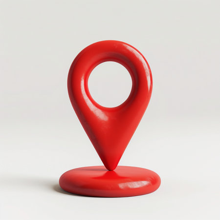 Red map pointer on white background. 3d rendering. Isolatedの素材