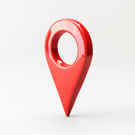 Red map pointer on a white background. 3d render illustration.の素材