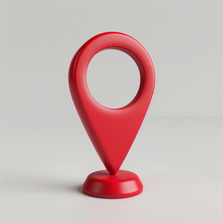Red map pointer on a white background. 3d render illustration.の素材