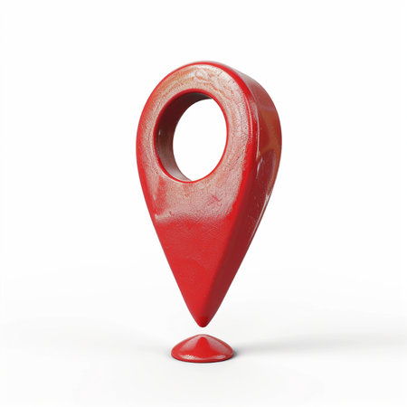 Red map pointer isolated on white background. 3d render image.の素材