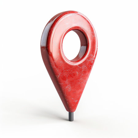 Red map pointer isolated on white background. 3d render illustration.の素材