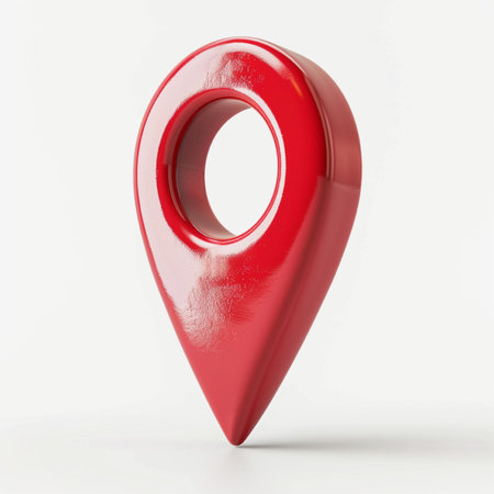 Red map pointer isolated on white background. 3d render illustration.の素材