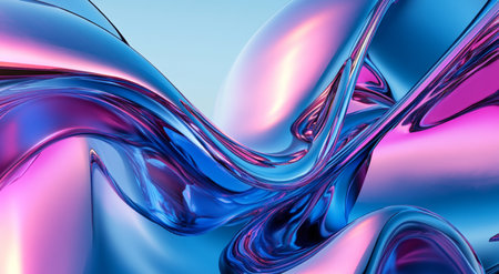 Colorful Liquid metallic background. 3d rendering, 3d illustration.の素材