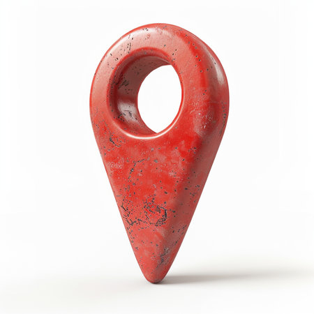 Red map pointer isolated on white background. 3d render illustration.の素材