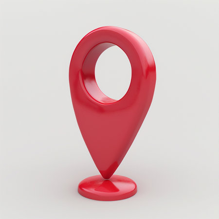Red map pointer isolated on white background. 3D render illustration.の素材