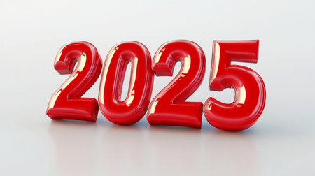 3d illustration of red 2015 on white background, new year conceptの素材