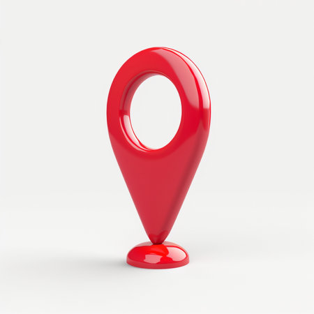 Red Map Marker isolated on white background. 3D rendering.の素材