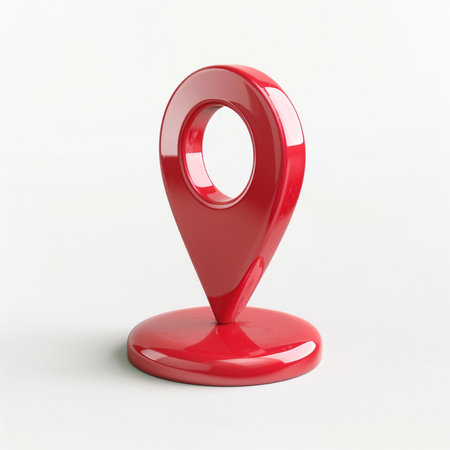 Red map pointer on a white background. 3d render image.の素材