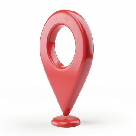 Red map pointer isolated on white background. 3d render image.の素材